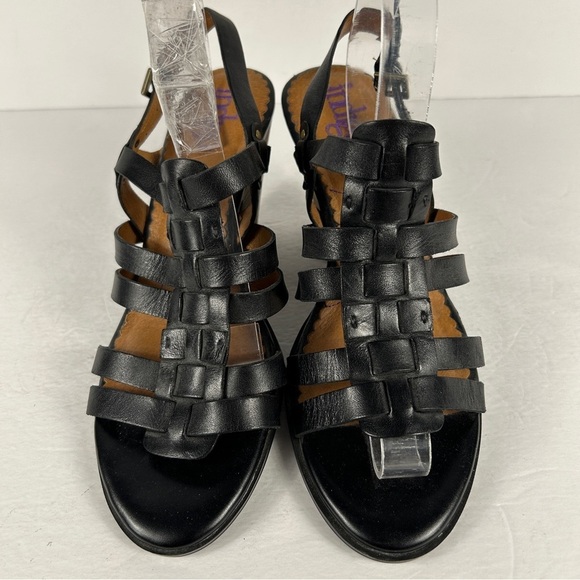 Indigo Elegant Black Strappy Leather Heeled Sandals 10 - Picture 2 of 8